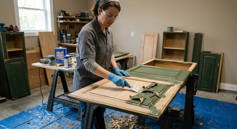 Cabinet Door Paint Stripping